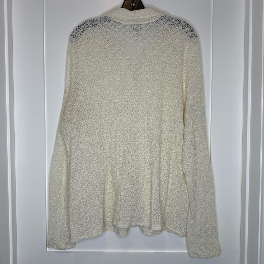 J. Jill stretch ivory crochet lace button down long sleeve blouse - Picture 4 of 16